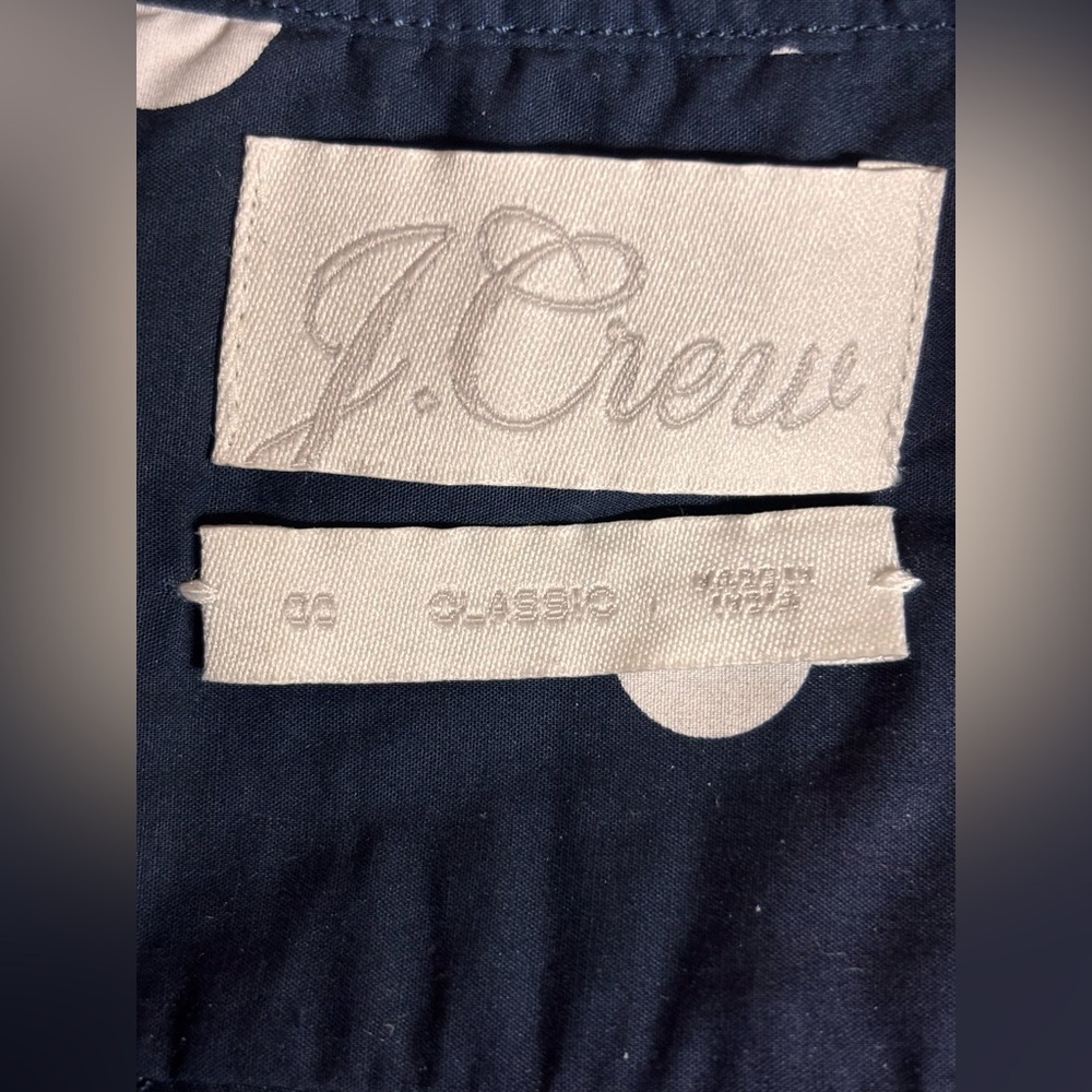 J. Crew Classic-Fit Ruffleneck Button Up Mixed Dots Blue White Polka Dot 00 - Picture 5 of 8